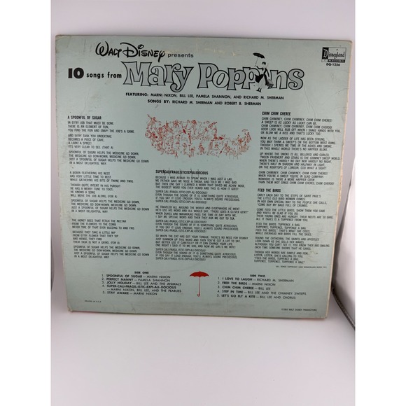 Walt Disney Mary Poppins 10 Songs Disneyland DQ 1256 Vinyl Record Album - Picture 2 of 3